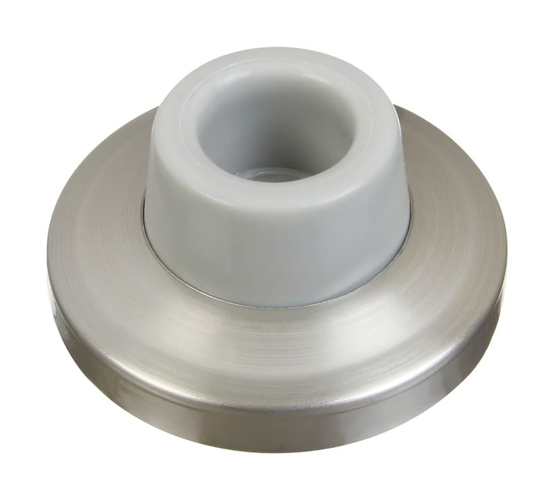 National Hardware N326-983 Solid Brass Satin Nickel Silver Wall Door Stop Mounts to wall 2.34 in.