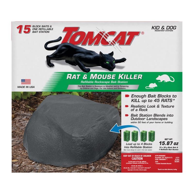 Tomcat 0364610 Rockscape Bait Station and Bait Blocks For Mice and Rats 15 gm 1 pk
