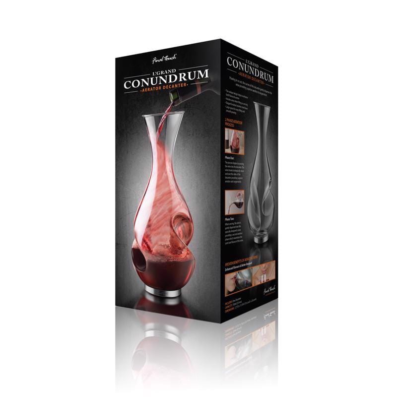 Final Touch WDA650 25.4 oz Clear Glass/Stainless Steel Aerating Wine Pourer
