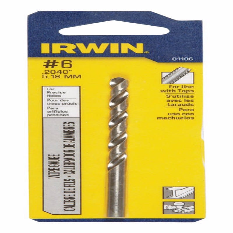 Irwin 81106 #6 X 3-3/4 in. L High Speed Steel Wire Gauge Bit Straight Shank 1 pc