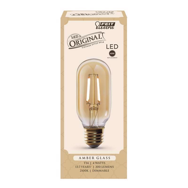 Feit T14/VG/LED T14 E26 (Medium) LED Bulb Amber Soft White 40 Watt Equivalence 1 pk