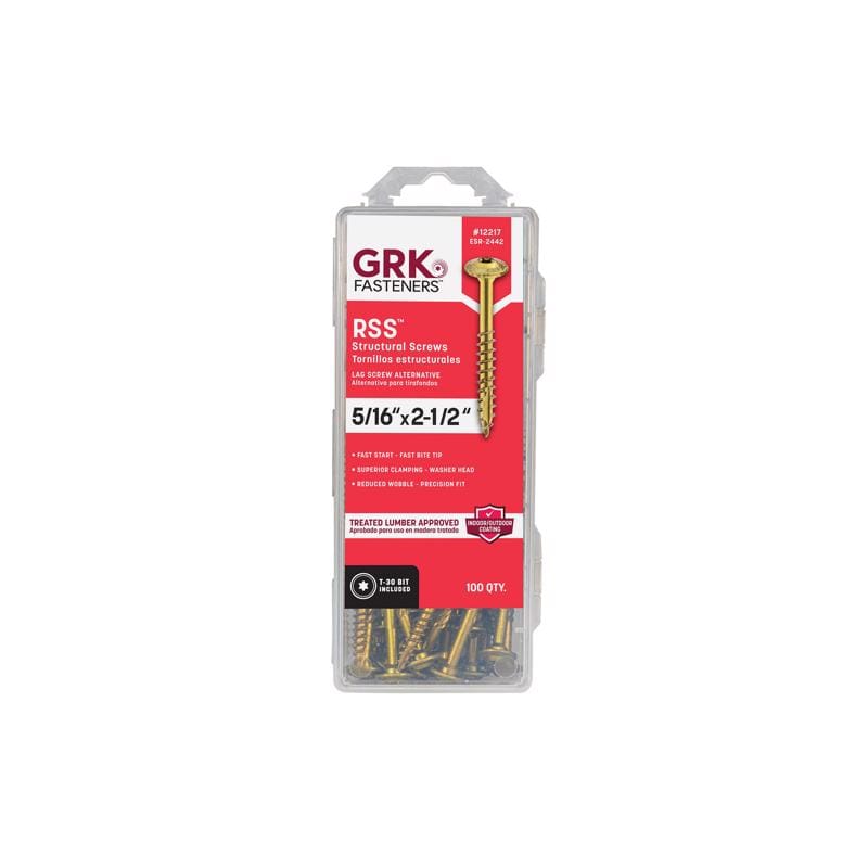 GRK Fasteners 12217 5/16 in. in. X 2-1/2 in. L Star Hex Head W-Cut Structural Screws