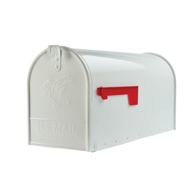 Architectural Mailboxes E1600WAM Elite Classic Galvanized Steel Post Mount White Mailbox