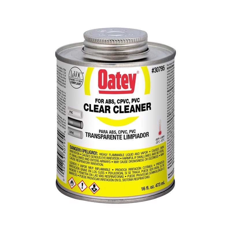 Oatey 307953 Clear Cleaner For ABS/CPVC/PVC 16 oz
