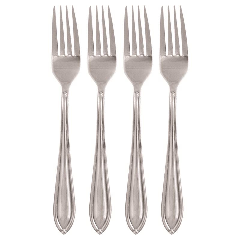 Hampton Forge 146A04DFWB Ginger Silver Stainless Steel Casual Dinner Fork Set 4 pc