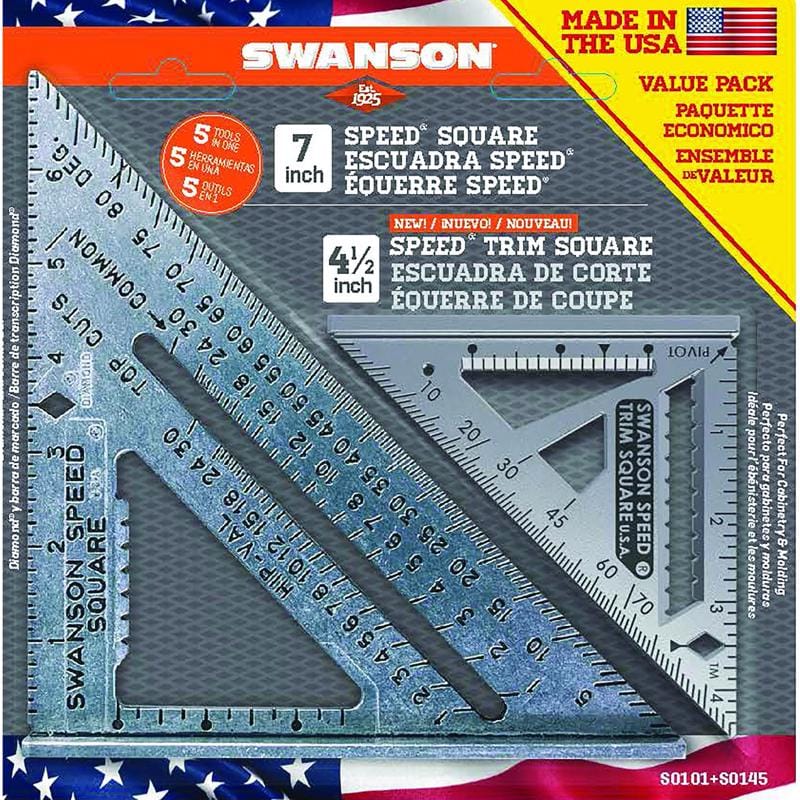 Swanson S0101S0145 7.25 in. L X 1 in. H Aluminum Speed Square