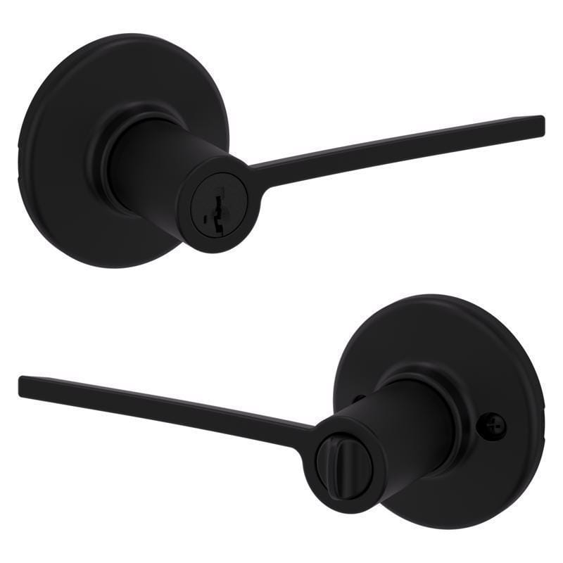 Kwikset 94050-616 Ladera Matte Black Keyed Entry Lever 2-3/4 in.