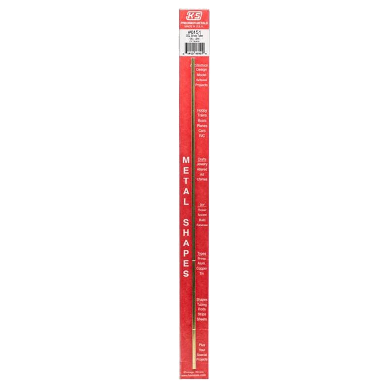 K&S 8151 1/8 in. W X 12 in. L Square Brass Tube 1 pk