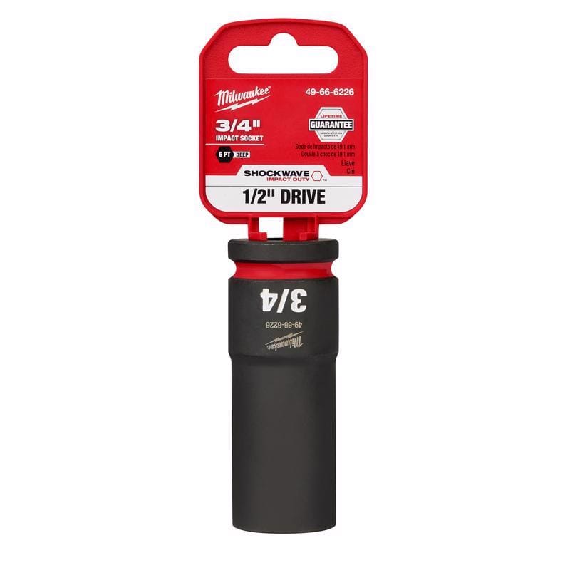 Milwaukee 49-66-6226 Shockwave 3/4 in. X 1/2 in. drive SAE 6 Point Deep Impact Socket 1 pc