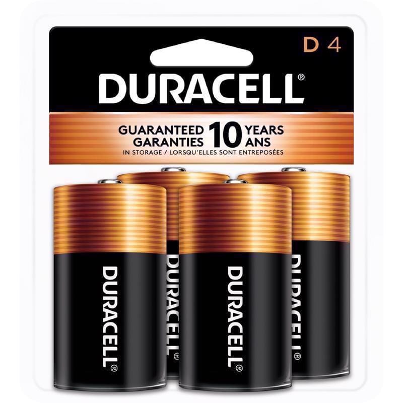Duracell MN1300R4Z Coppertop D Alkaline Batteries 4 pk Carded