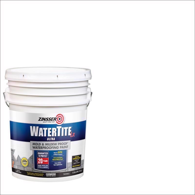 Zinsser 270269 WaterTite-LX Bright White Water-Based Styrene Acrylic Copolymer Waterproofing Paint 5 gal