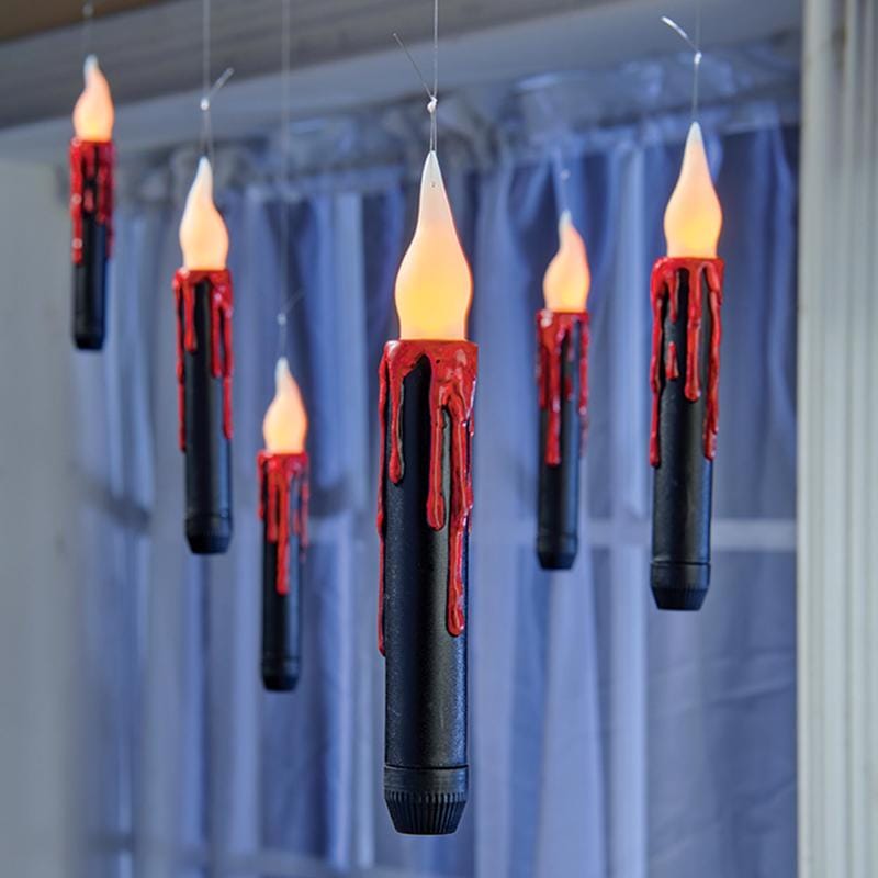 Celebrations 31002-71 Orange 6 ct 7 in. LED Iridescent Candles with Red Dripping Blood Candle