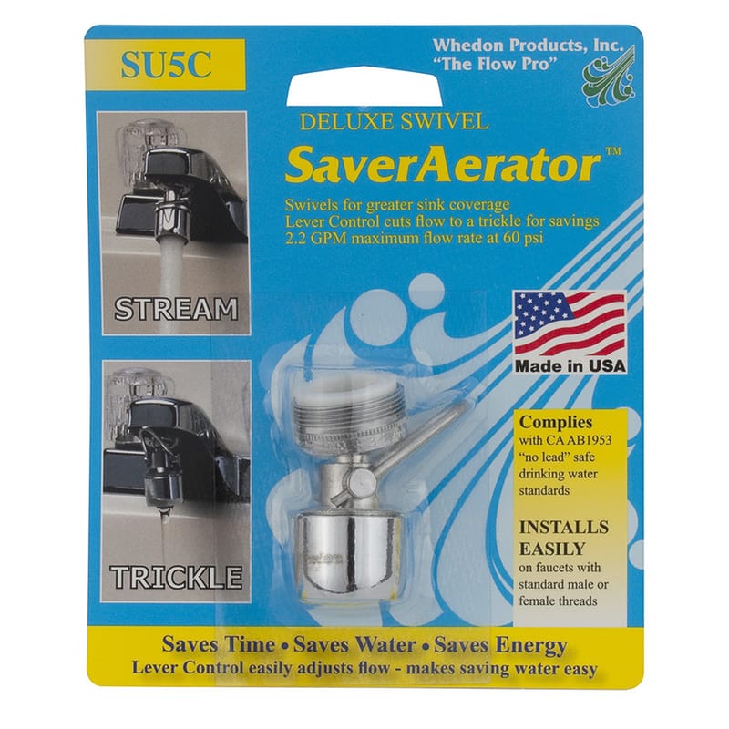Whedon SU5C SaverAerator Dual Thread 15/16 in.-27M x 55/64 in.-27F Chrome Plated Swivel Aerator