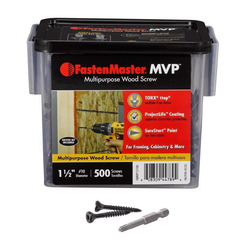 The Fastenmaster MVP FMMVP112-500 FastenMaster MVP 1-1/2 in. L Torx Ttap Self-Tapping Wood Screws 500 pk