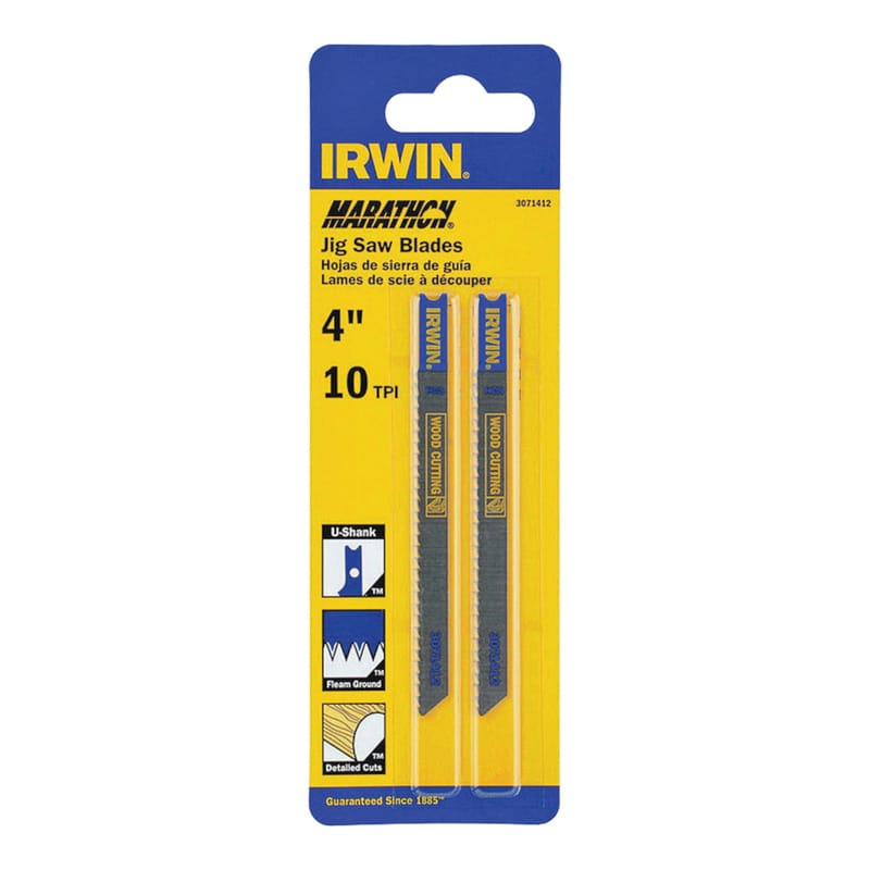 Irwin 3071412 Marathon 4 in. Carbon Steel U-Shank Jig Saw Blade 10 TPI 2 pk