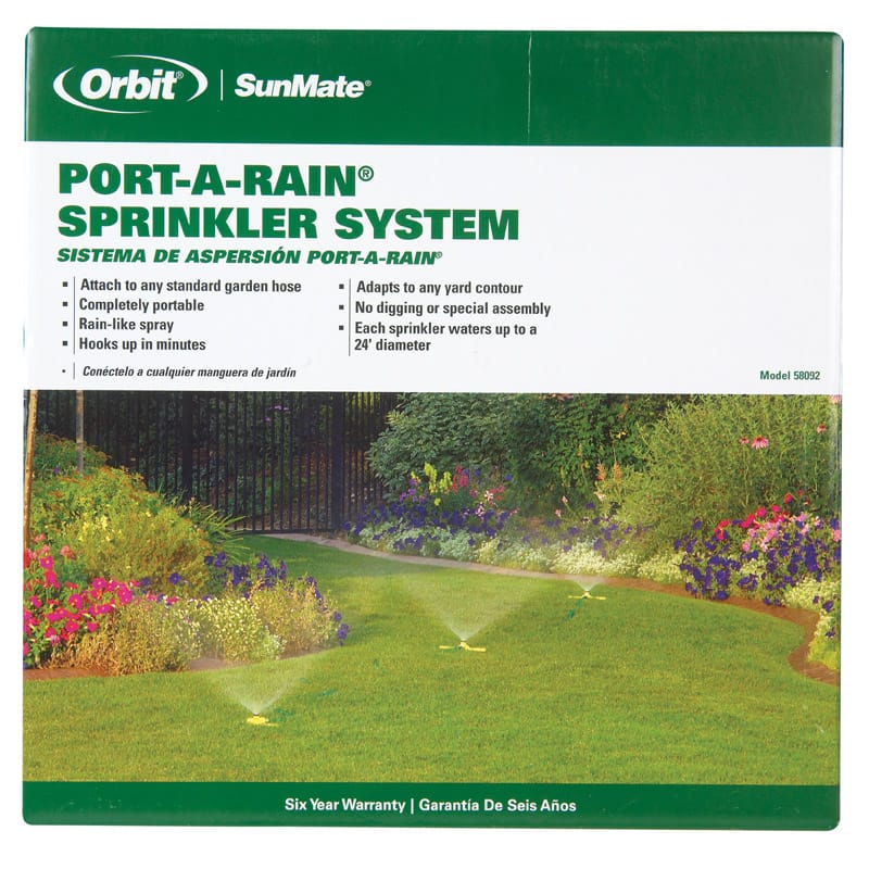 Orbit 58092N Port-A-Rain Plastic Non-Tipping Base Stationary Sprinkler 2827 sq ft