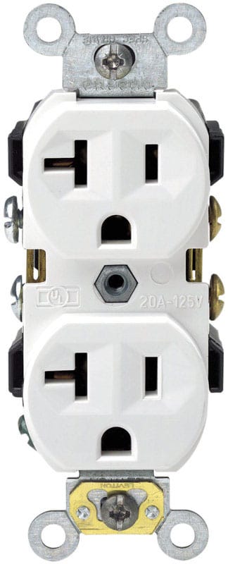 Leviton 0CR20-0WS 20 amps 125 V Duplex White Outlet 5-20R 1 pk