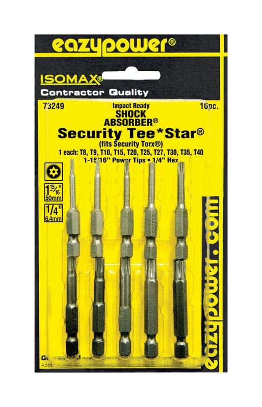 Eazypower 73249 Isomax Torx 1-15/16 in. L Impact Security Insert Bit Set Chrome Vanadium Steel 10 pc