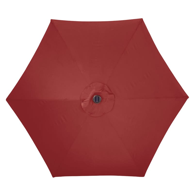 Living Accents UMS90BKOBD27 Solar LED 9 ft. Tiltable Red Market Umbrella