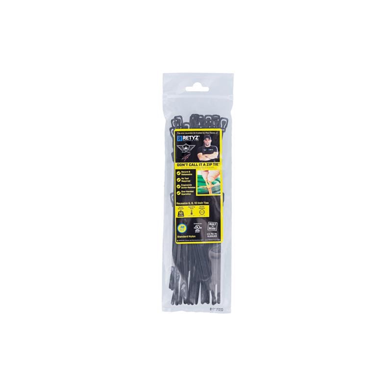 Retyz PJDRTZ-MBK02-MA 10 in. L Black Cable Tie 30 pk