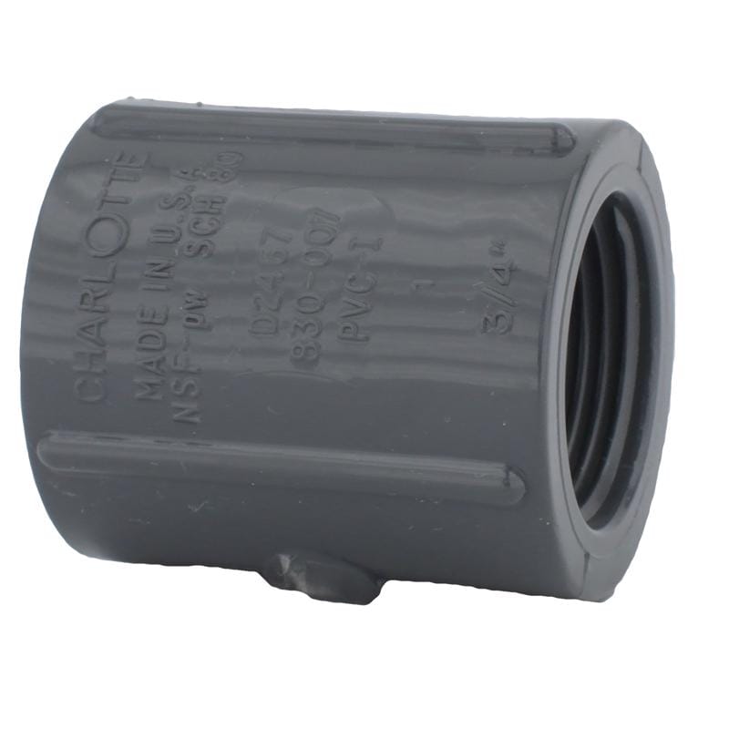 Charlotte Pipe PVC 08102 1000 Schedule 80 1/2 in. FPT X 1/2 in. D FPT PVC Coupling 1 pk