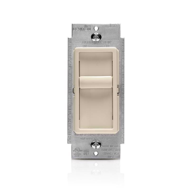 Leviton C28-06672-1LT Decora SureSlide Light Almond 600 W Slide Dimmer Switch 1 pk