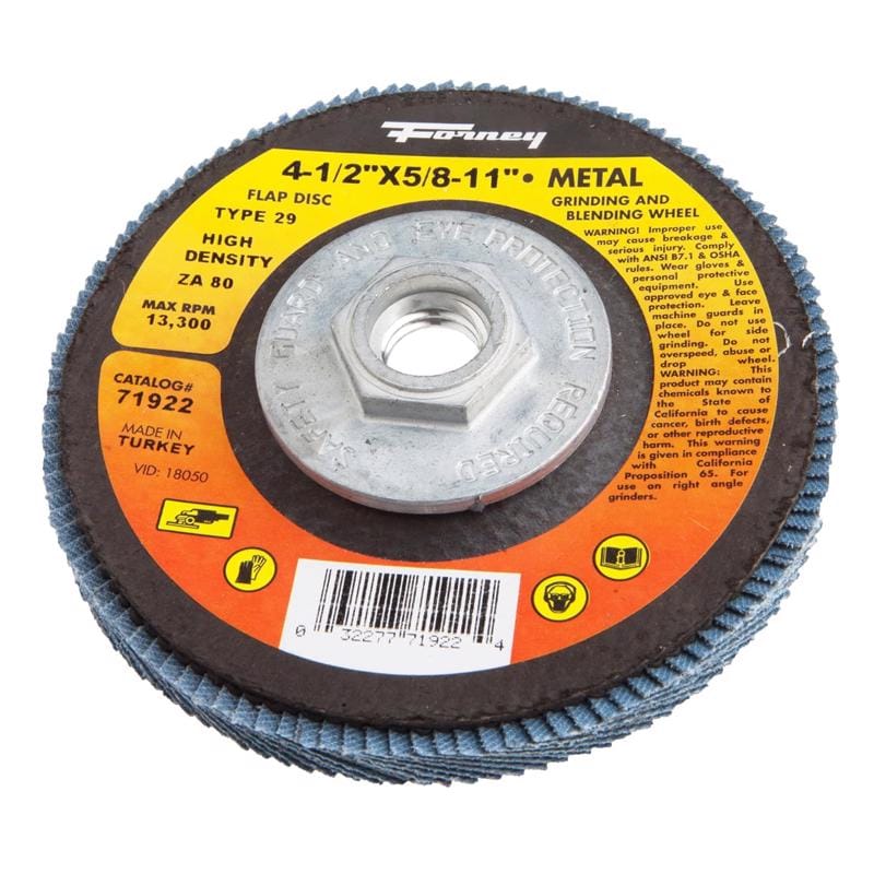 Forney 71921 4-1/2 in. D X 5/8-11 in. Zirconia Aluminum Oxide Flap Disc 60 Grit 1 pc