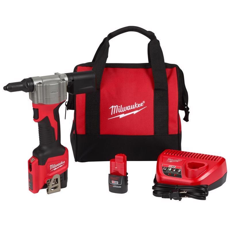 Milwaukee 2550-22 M12 Stainless Steel Rivet Tool Kit Black/Red 3 pc