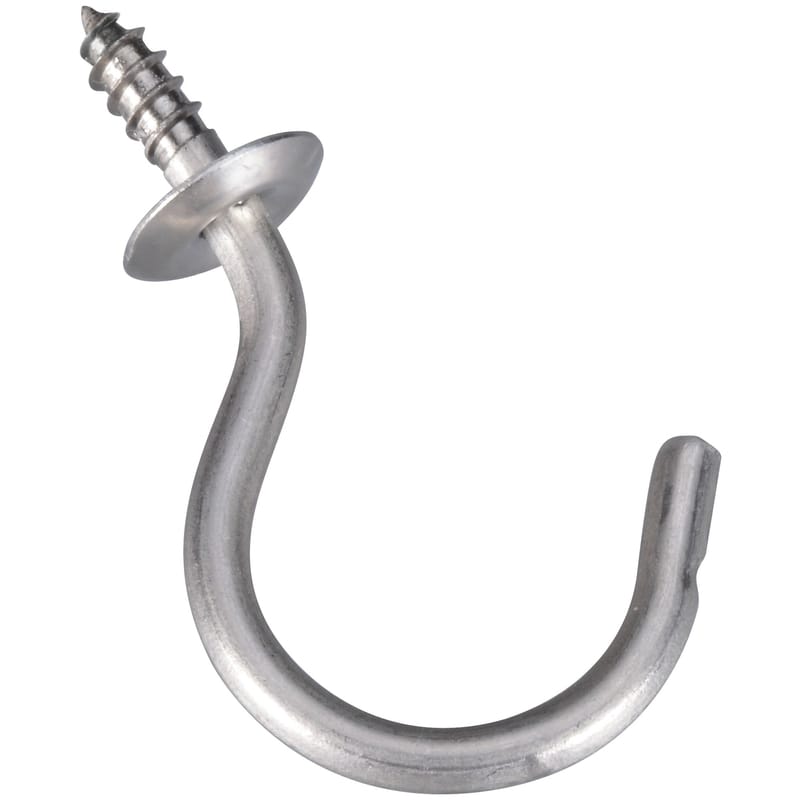 National Hardware N348-458 1.5 in. L Silver Stainless Steel Cup Hook 15 lb. cap. 2 pk
