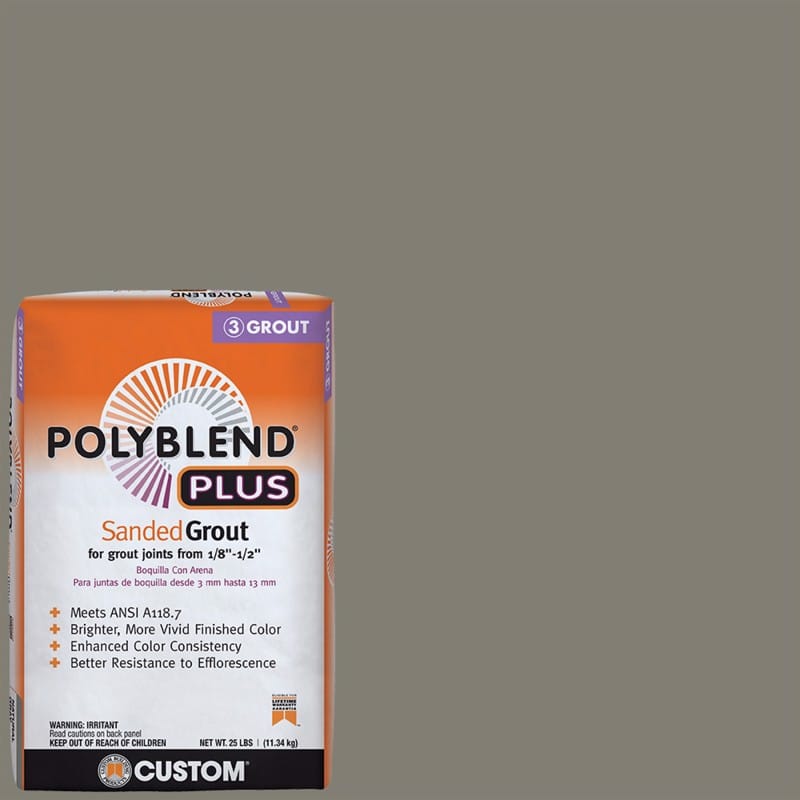 Custom Building Products PBPG0925 Polyblend Plus Indoor and Outdoor Natural Gray Sanded Grout 25 lb