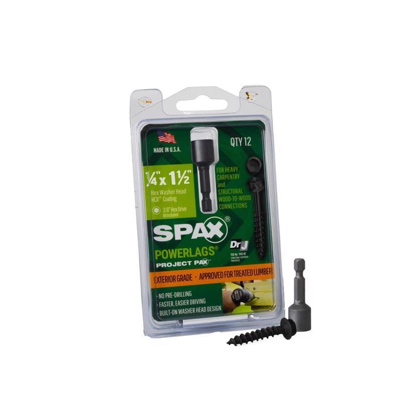 Spax 45718207004043 PowerLags 1/4 in. X 1-1/2 in. L Washer High Corrosion Resistant Carbon Steel Lag Screw 12 pk