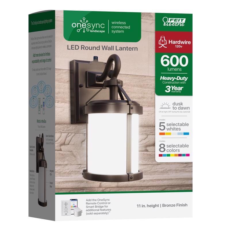 Feit LAN11RND/SYNCBZ Smart Home Bronze Dusk to Dawn LED Wall Lantern