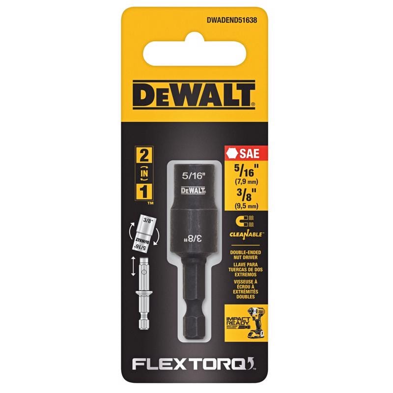 Dewalt DWADEND51638 Flextorq 5/16,3/8 in. X 2 in. L Black Oxide Double-Ended Nut Driver 2 pc