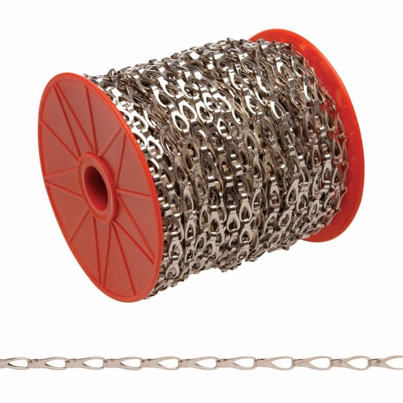 Campbell 0710227 No. 2 Chrome Plated Silver Steel Hobby/Craft Sash Chain 0.016 in. D 164 ft.