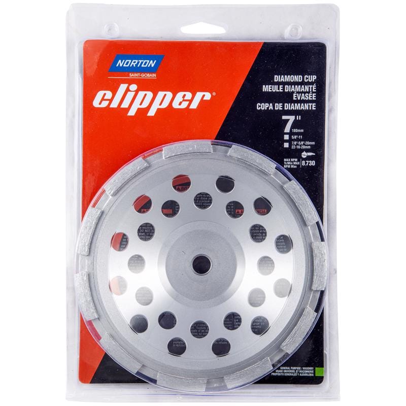 Norton 70184682593 Clipper 7 in. D X 5/8-11 in. X 0.21 in. thick Classic Cup Wheel 1 pk
