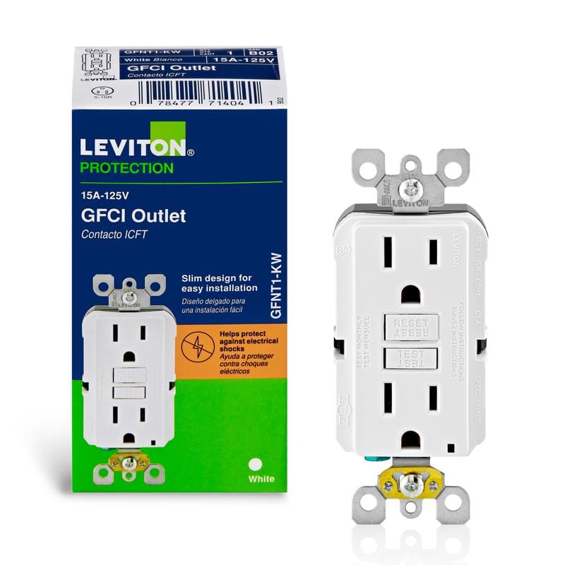 Leviton GFNT1-0KW SmartlockPro 15 amps 125 V Duplex White GFCI Outlet 5-15R 1 pk