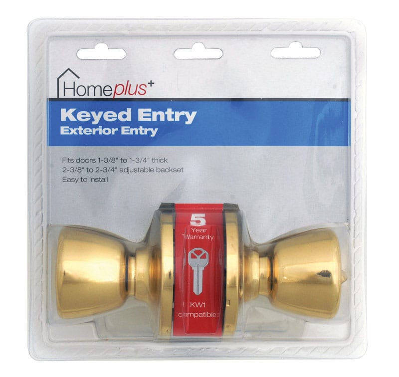 Home Plus LA2100 Polished Brass Entry Lockset 1-3/4 in.