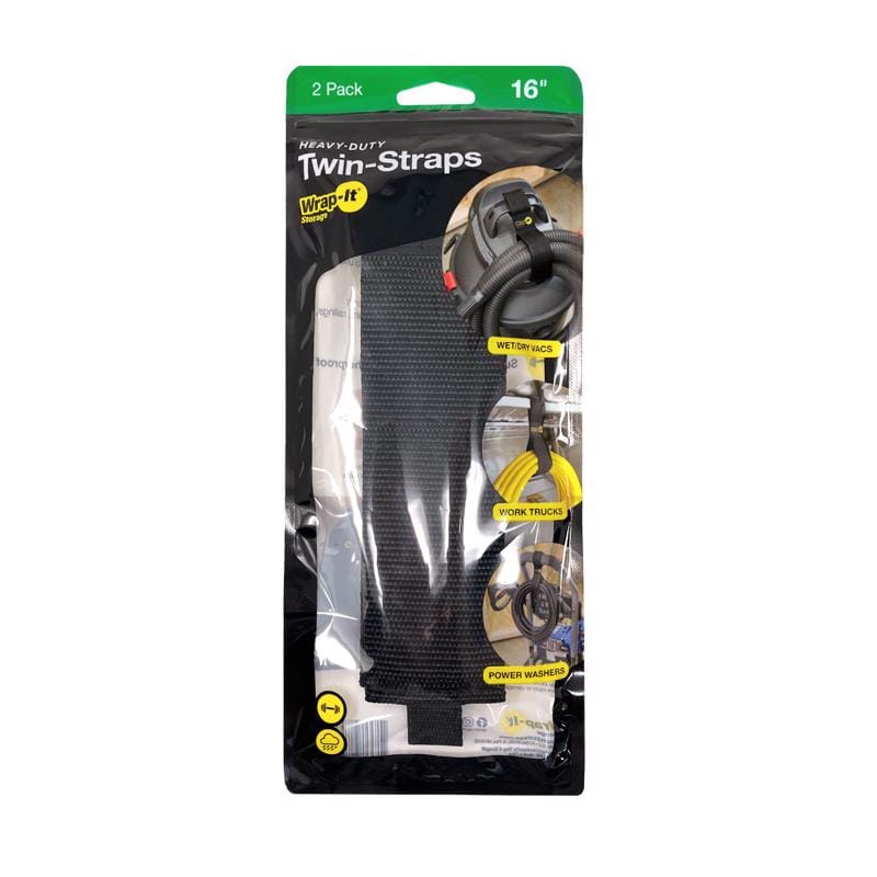 Wrap-It 102-TWIN-16BL Twin Straps 16 in. L Black Polypropylene Cable Organizer