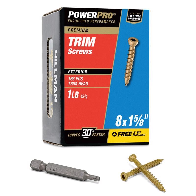 Hillman 48630V4 Power Pro No. 8 X 1-5/8 in. L Star Bronze Ceramic Coarse Trim Screws 166 pk
