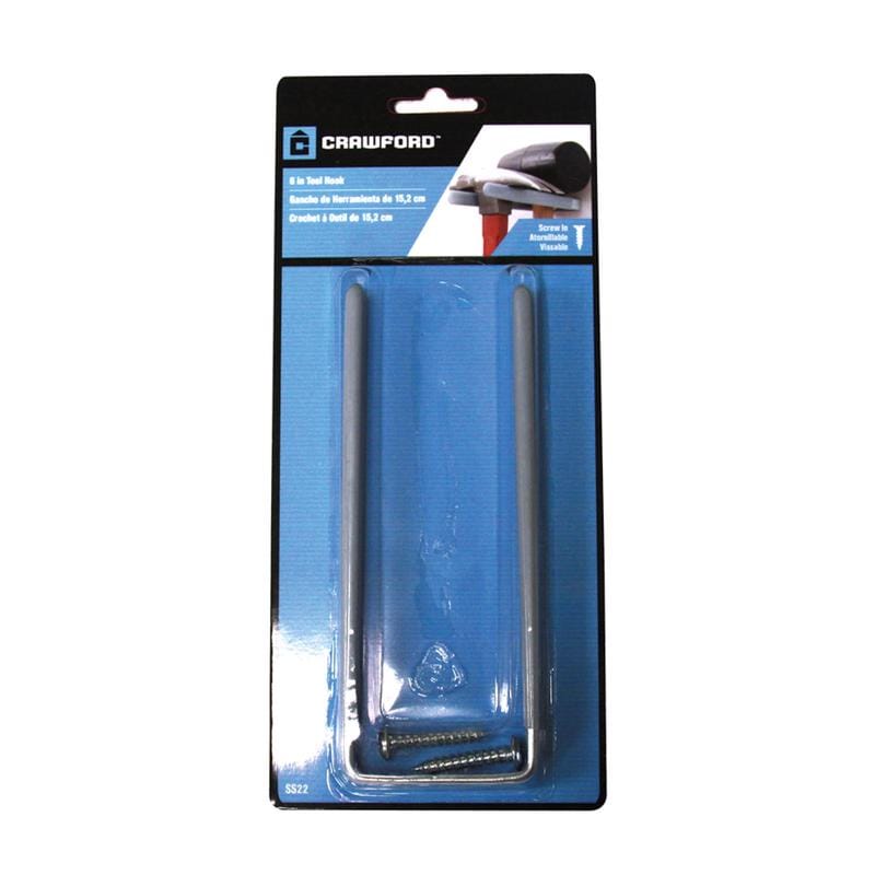 Crawford SS22 2.25 in. L Vinyl Coated Gray Steel Small Light Duty Storage Hook 5 lb. cap. 1 pk