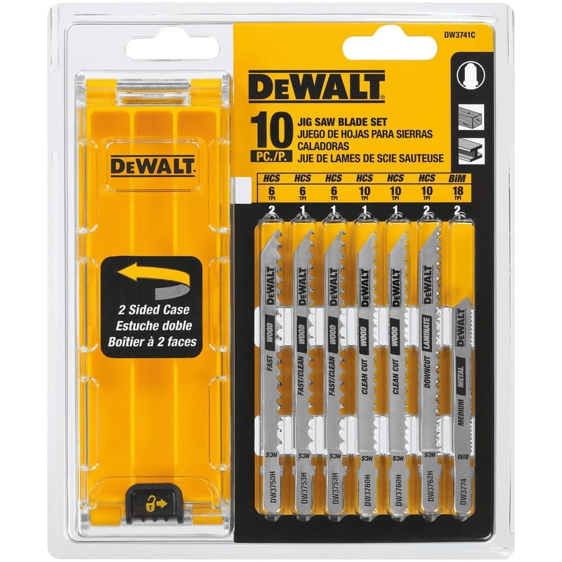 Dewalt DW3741C 4 in. High Carbon Steel T-Shank Jig Saw Blade Set Assorted TPI 10 pk