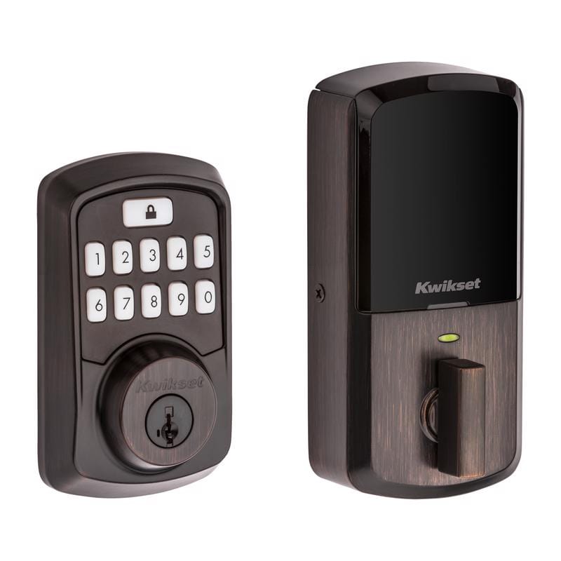 Kwikset 99420-002 SmartKey Aura Venetian Bronze Metal Bluetooth Keypad Entry Smart Lock
