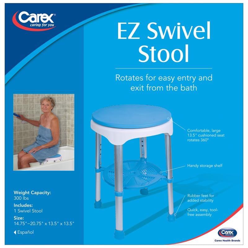 Carex Health Brands FGB61200 0000 Blue/White Bath/Shower Seat Aluminum 20.75 in. H X 13.5 in. L