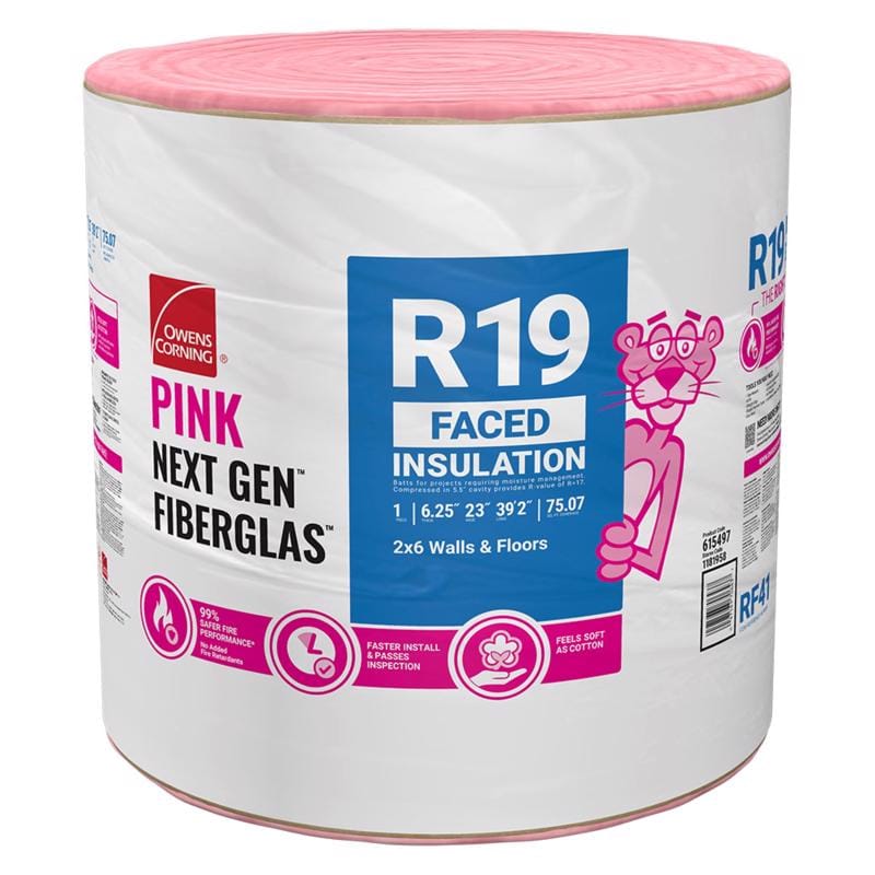 Owens Corning OCRF41 23 in. W X 470 in. L X 6.25 in. 19 Kraft Faced Fiberglass Insulation Roll 75.07 sq ft