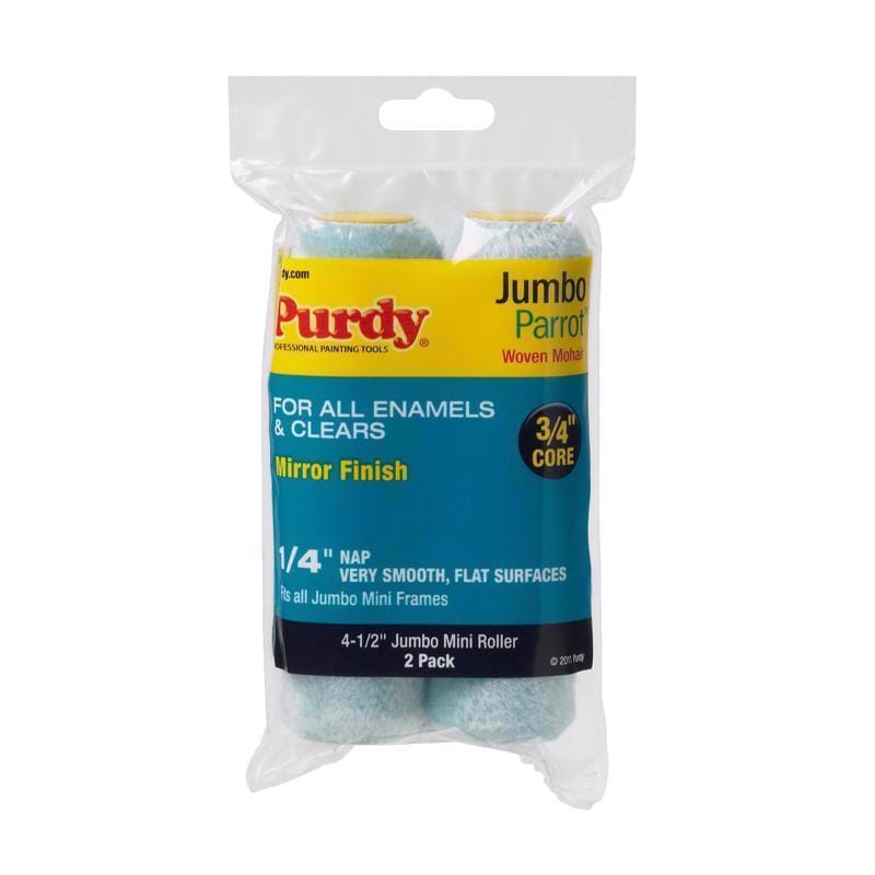 Purdy 140624040 Parrot Mohair Blend 4.5 in. W X 1/4 in. Jumbo Mini Paint Roller Cover 2 pk