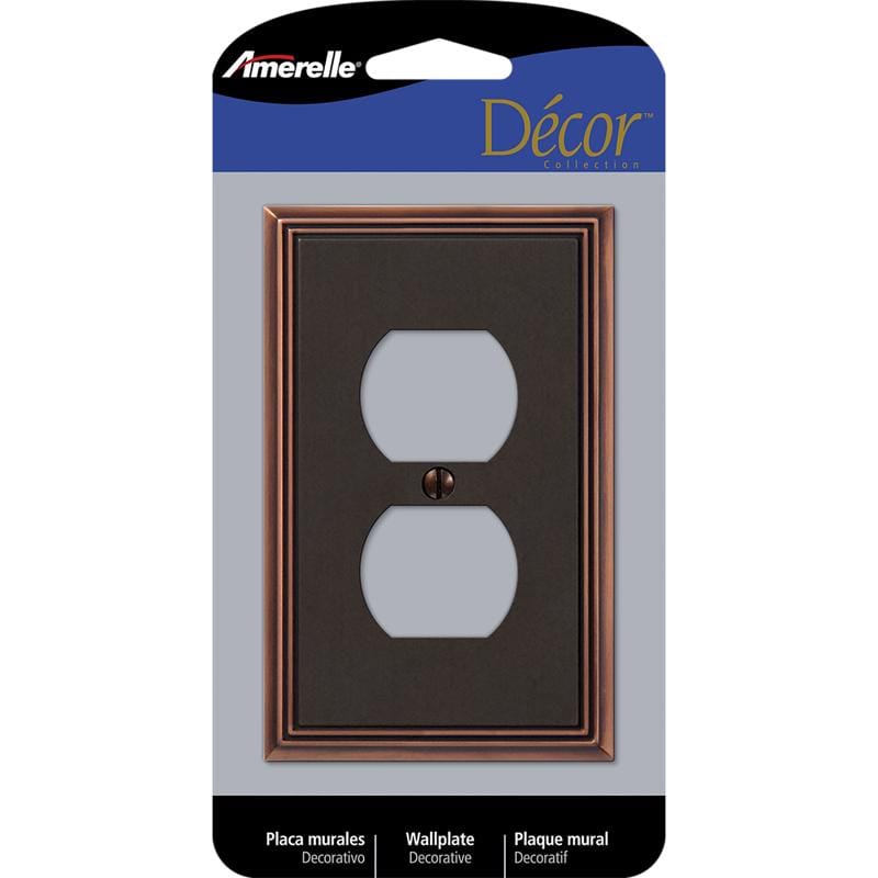 Amerelle 77DDB Metro Aged Bronze 1 gang Die-Cast Metal Duplex Wall Plate 1 pk
