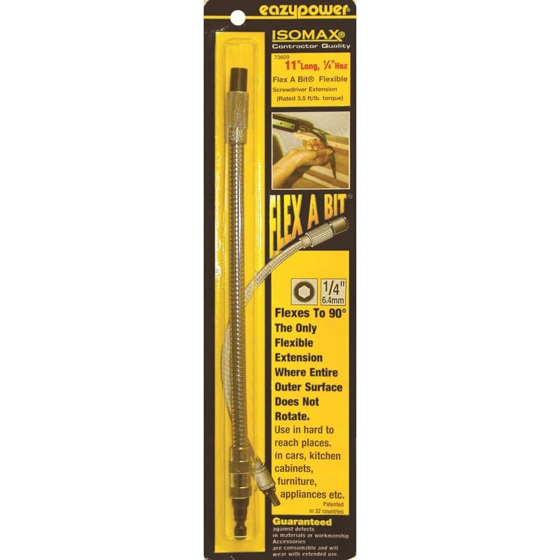 Eazypower 73609 Isomax Flex A Bit 11 in. Steel Flexible Bit Extension 1/4 in. Hex Shank 1 pc