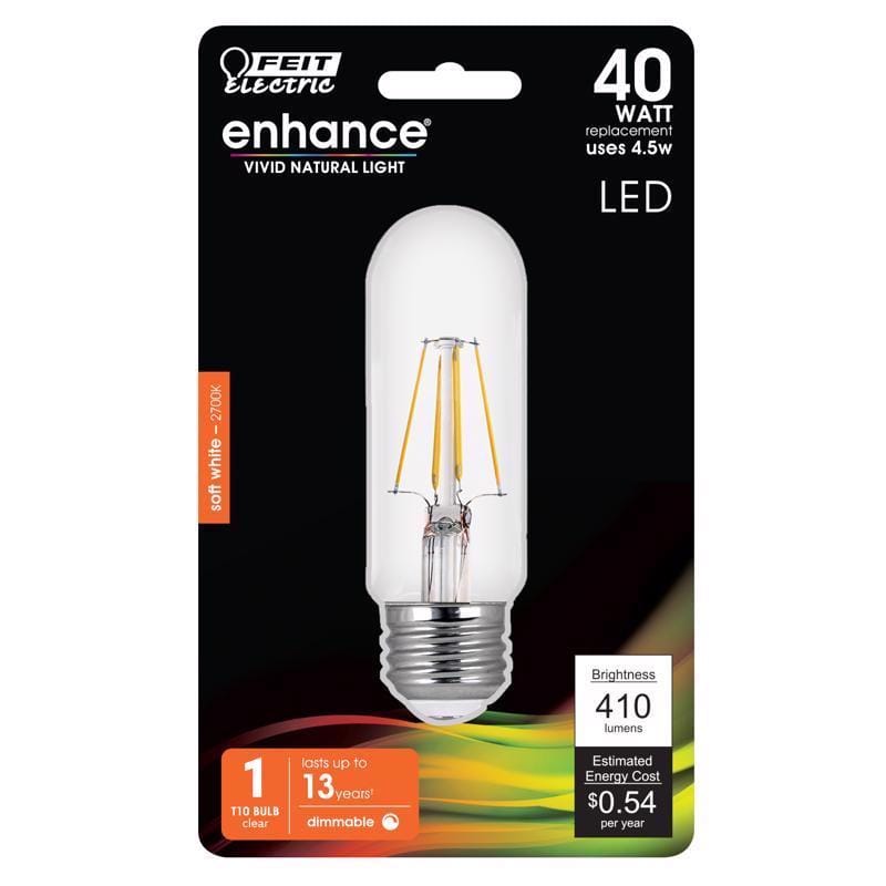 Feit BPT1040927CARP T10 E26 (Medium) Filament LED Bulb Warm White 40 Watt Equivalence 1 pk