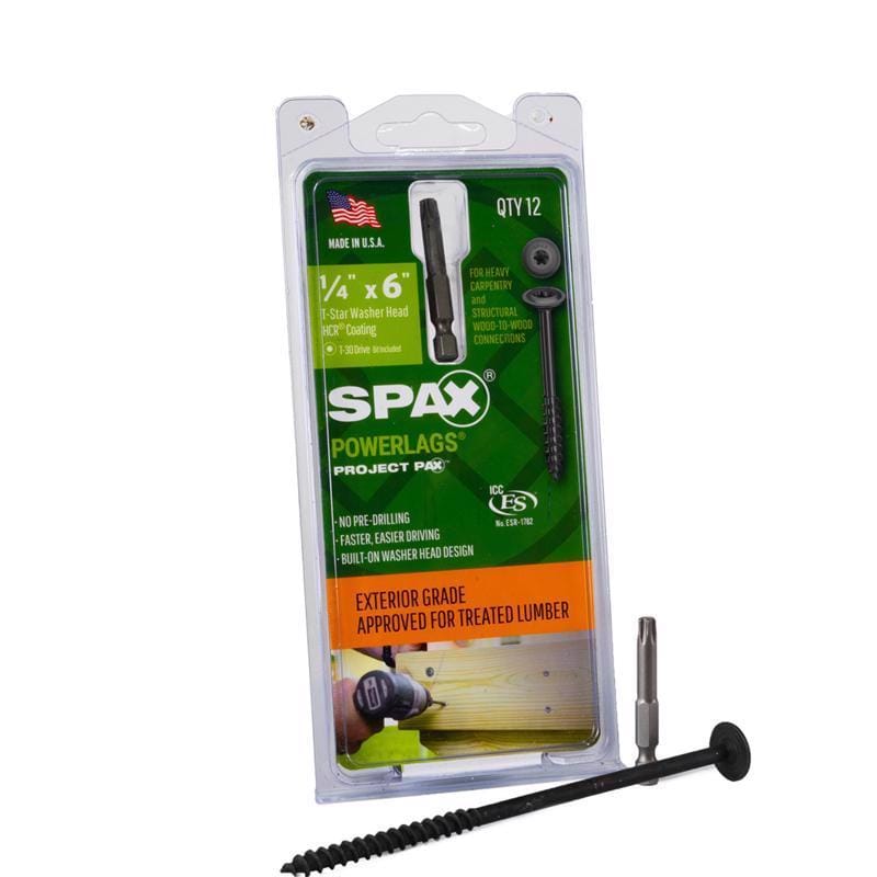 Spax 45818207015243 PowerLag 1/4 in. in. X 6 in. L T-30 Washer Head Serrated Structural Screws