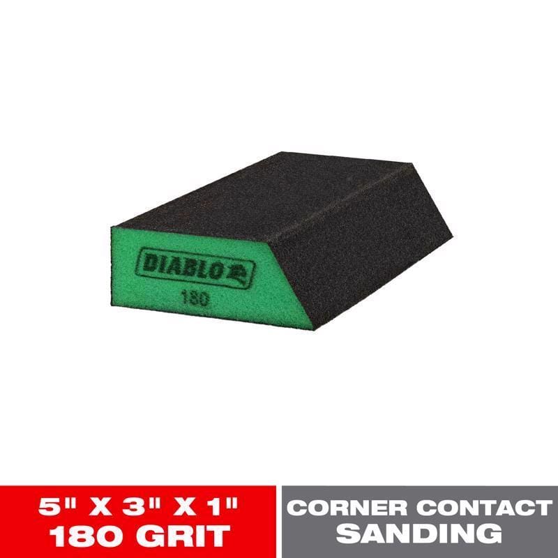 Diablo DFBLANGSFN01G 5 in. L X 3 in. W X 1 in. 180 Grit Ultra Fine Angled Sanding Sponge